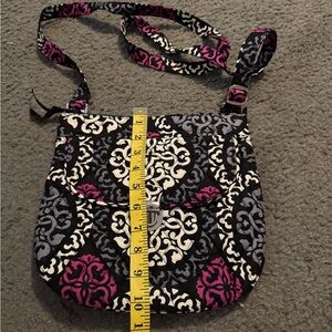 Vera Bradley Black and Pink Crossbody Bag with Adjustable Strap